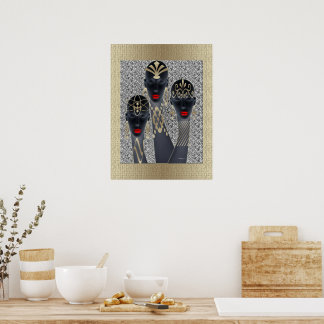 Affiche Femmes africaines en or