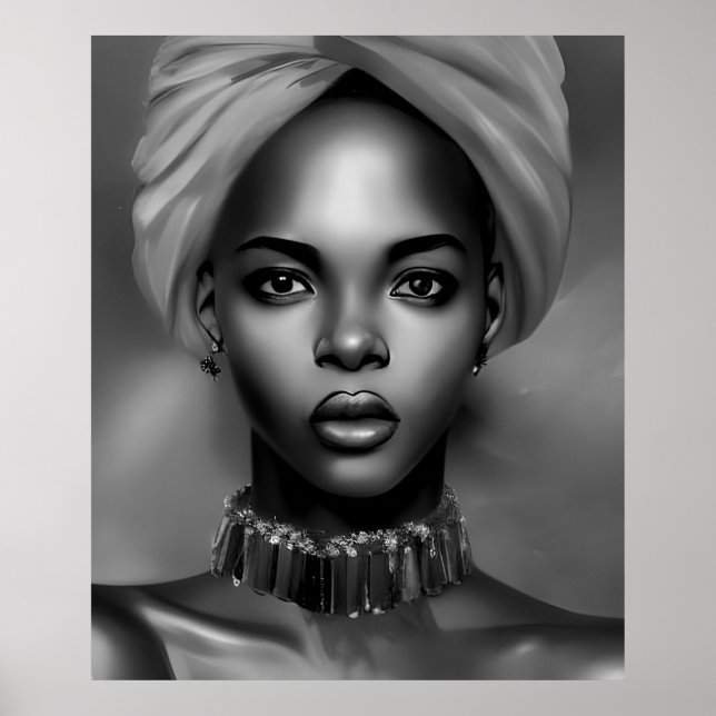 Affiche Femmes africaines noir blanc monochrome bijou 2 (Devant)