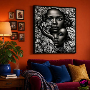Affiche Femmes Afro-Américaines Abstrait Noir & Blanc