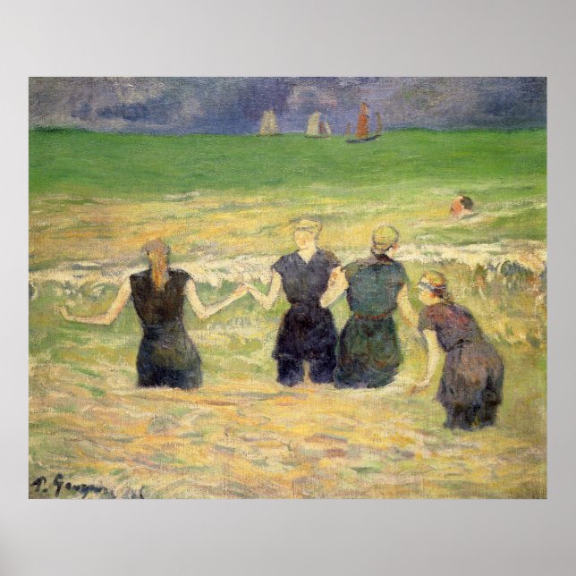 Affiche Femmes baignant Dieppe par Paul Gauguin (Devant)