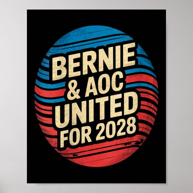Affiche Femmes Bernie Sanders Et Aoc 2028 Pour Président C (Devant)