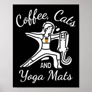 Affiche Femmes Café Chats Et Tapis De Yoga - Nom Drôle Nam