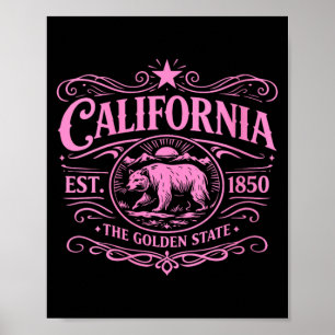 Affiche Femmes Californie 1850 Ours Vintage Socal Norcal