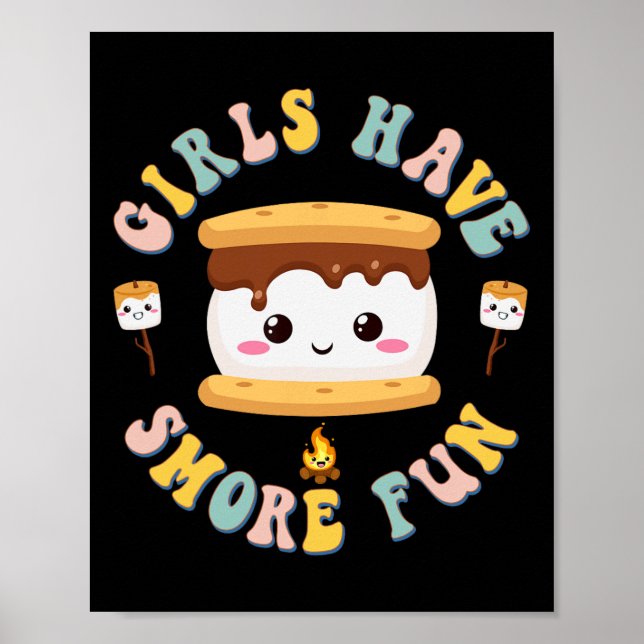 Affiche Femmes Camping Kawaii Smores Les filles ont S'more (Devant)