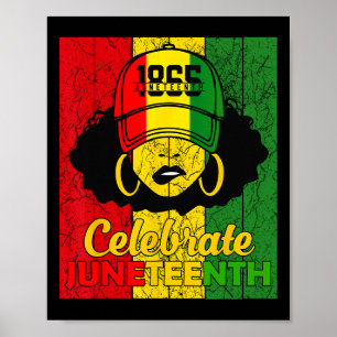 Affiche Femmes Chignon Désordonné Juneteenth Célébrer l'In