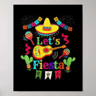Affiche Femmes Cinco De Mayo Guitare Mexicaine Cactus Lets