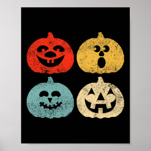 Affiche Femmes Citrouilles d'Halloween vintage