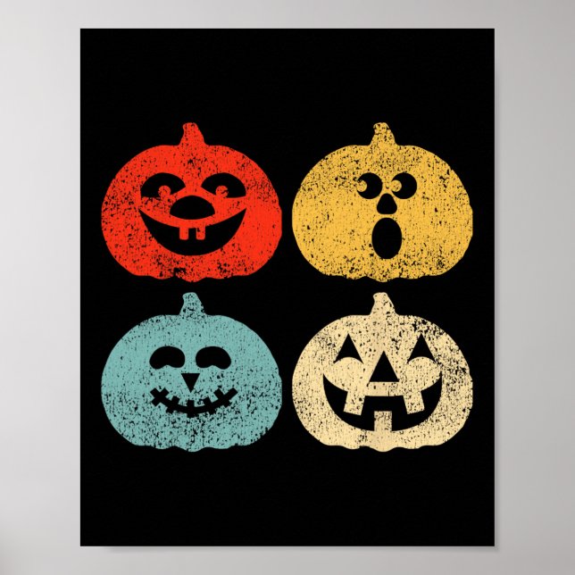 Affiche Femmes Citrouilles d'Halloween vintage (Devant)
