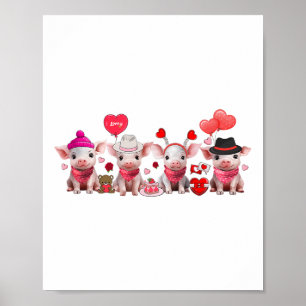 Affiche Femmes Cochons de Saint Valentin Fête de la Ferme
