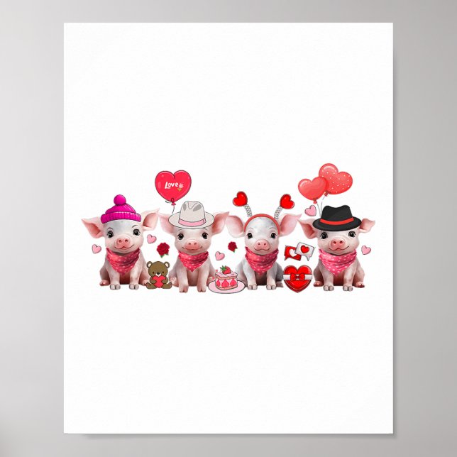 Affiche Femmes Cochons de Saint Valentin Fête de la Ferme  (Devant)