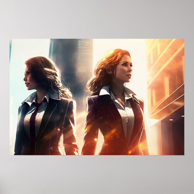 Affiche Femmes d'affaires dans une ville du futur (Devant)
