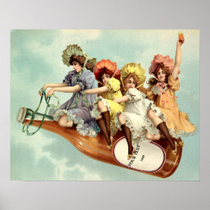Affiche Femmes de l'ère victorienne vintage sur une boutei