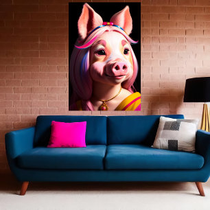 Affiche Femmes de porc anthropomorphes   Art AI