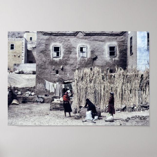 Affiche Femmes dehors faire la laverie et les tâches quoti (Devant)