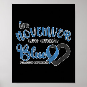 Affiche Femmes En Novembre Nous Portons Bleu Coeur Ruban D