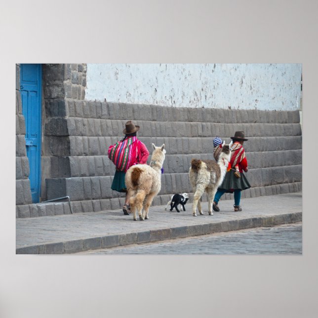 Affiche Femmes et alpagas, Cusco, Pérou (Devant)