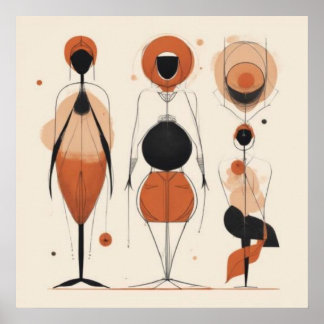 Affiche Femmes Géométriques en Mouvement — Rythme Géométri