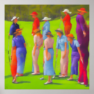 Affiche Femmes Golfeuses - Art en toile Imprimer