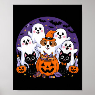 Affiche Femmes Halloween Chien Fantôme Halloween Chien Drô