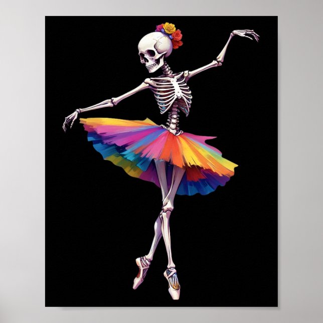 Affiche Femmes Halloween Danser Skeleton arc-en-ciel Balle (Devant)