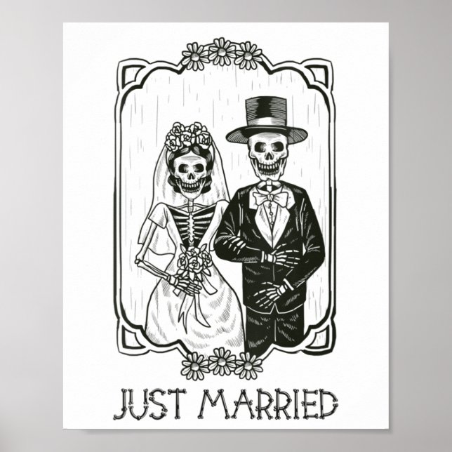 Affiche Femmes Halloween Skeletons Mariée Et Groom Juste M (Devant)