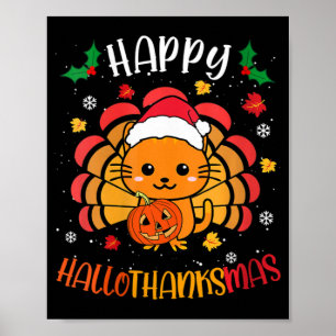Affiche Femmes Hallowthanksmas Heureux Ca Cute Kitten Turq
