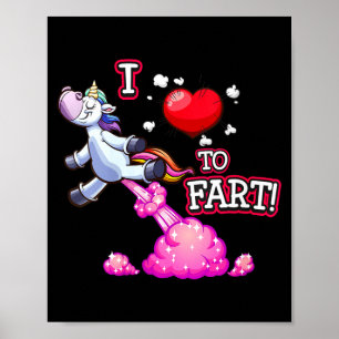 Affiche Femmes J'adore Péter Une Licorne Amour Pet Je T'ai