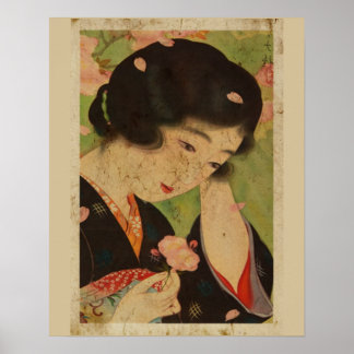 Affiche Femmes japonaises Avec Sakura Ukiyo Style Art No5