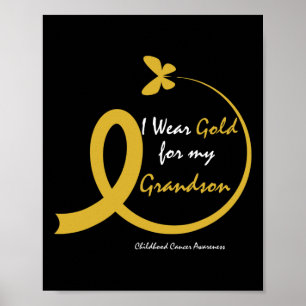 Affiche Femmes Je Porte De L'Or Pour Mon Petit-Fils Cancer