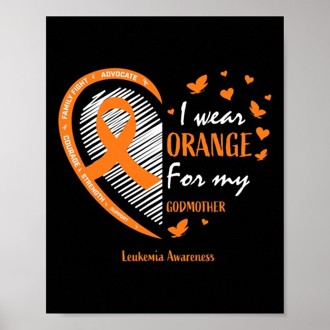 Affiche Femmes Je Porte Orange Pour Ma Godmère Leukemia Aw (Devant)