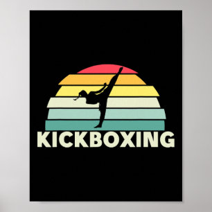 Affiche Femmes Kickboxing Arts Martiaux Rétro Karaté Fille