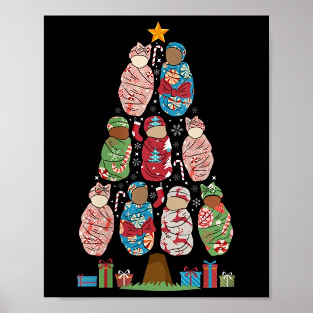 Affiche Femmes L&amp ; d Infirmier Noël Travail Arbre Et D (Devant)