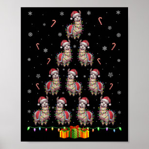 Affiche Femmes Llama Santa Hat Noël Lumières Hommes Femmes
