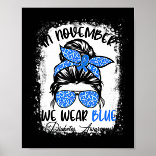 Affiche Femmes Messy Bun Cheveux Sensibilisation au diabèt