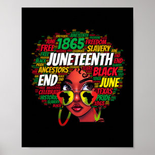 Affiche Femmes Messy Bun JunetDix Célébrent L'Indépendance