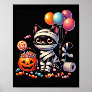 Affiche Femmes Mignon Halloween Chat Noir Citrouille Farce