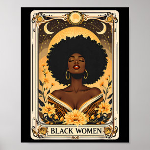 Affiche Femmes noires Afro Cheveux Noir Histoire Mois Taro