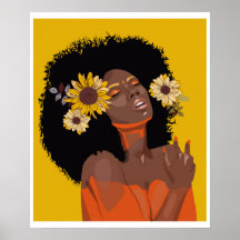 Femmes noires, avec illustration de tournesol colo