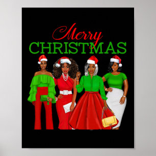 Affiche Femmes noires de Noël Africaine Américaine Santa H