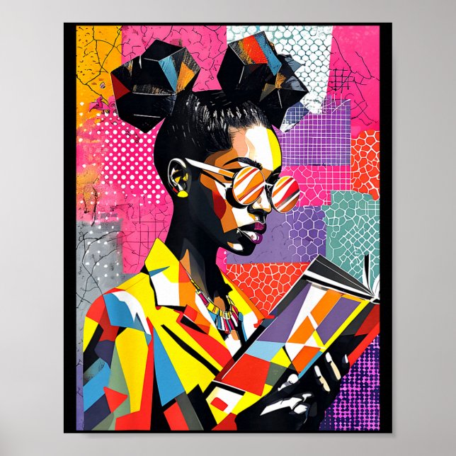 Affiche Femmes noires éduquées lisant à la géométrie (Devant)