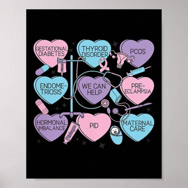 Affiche Femmes obstétrique Saint-Valentin infirmière Ob Gy (Devant)