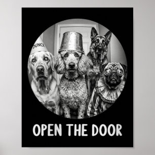 Affiche Femmes Ouvrez La Porte Chiens Zombies Drôle Hallow