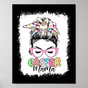 Affiche Femmes Pâques Maman Chignon Ébouriffé Cheveux Fami