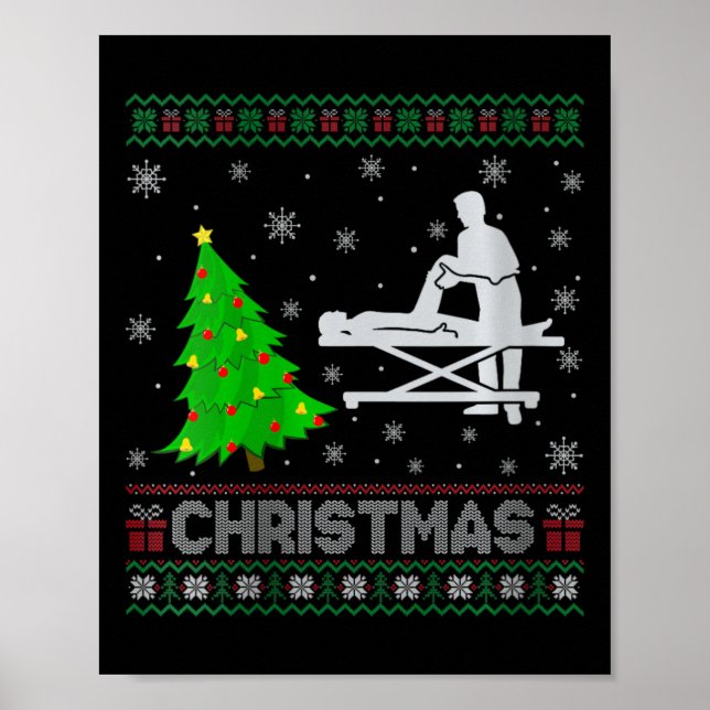 Affiche Femmes physiothérapeute Xmas Arbre éclairage laide (Devant)