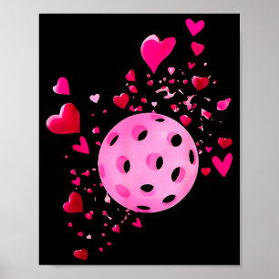 Affiche Femmes pickleball valentines day cœur amour