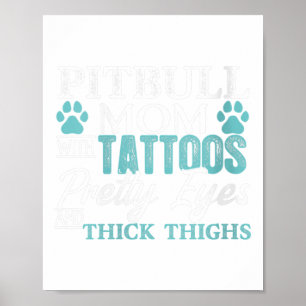 Affiche Femmes Pitbull Maman Tattoos Amoureux des chiens M