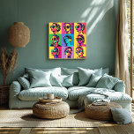 Affiche Femmes pop art coloré avec lunettes de soleil et c<br><div class="desc">Cette imprimé pop art très vivante présente une grille de femmes élégantes portant des lunettes de soleil et des écouteurs, rappelant la mode rétro des années 80. Les couleurs néons et le style dynamique apportent de l'énergie à tout espace, en faisant une pièce murale idéale pour les amateurs de musique...</div>