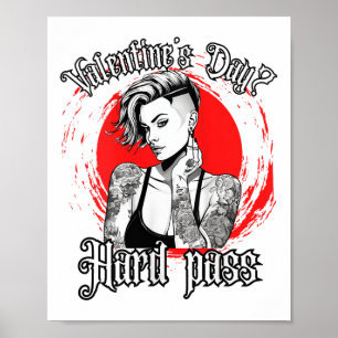 Affiche Femmes pour la Saint Valentin tatouée célibataire