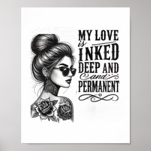 Affiche Femmes pour la Saint Valentin tatouée célibataire