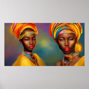 Affiche femmes princesse africaine or bijoux 2